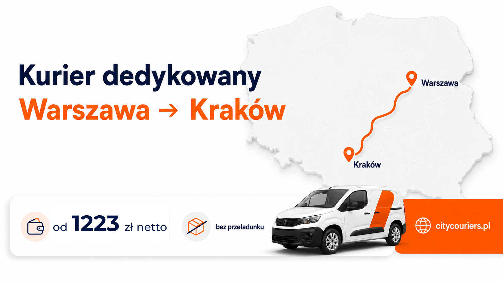 Kurier dedykowany Warszawa-Kraków - trasa bez przeładunku od 1303 zł netto